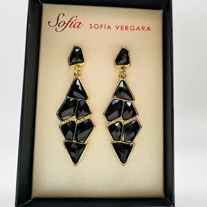 Sofia by Sofia Vergara Black and Gold Statement Earrings